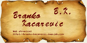 Branko Kačarević vizit kartica